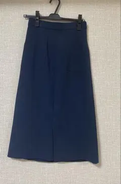 ナノユニバース　ネイビー　タイトスカート　膝丈　スリット