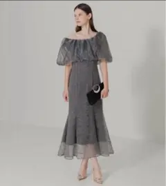 【LEJA】LEJA 2WAYオフショルダーパフスリーブマーメイドドレス　グレー