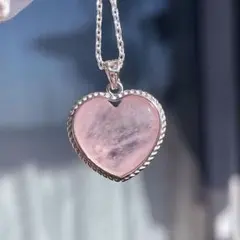 ★天然石★高品質モルガナイト♡大玉！高透明度！色濃♡ハート型S925ペンダントA