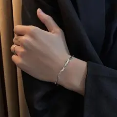 【再入荷】メンズ　ブレスレット　シルバー　チェーン　ワンポイント　ストリート
