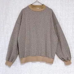 2860 Lutique ニット風スウェット　トレーナー　幾何学模様　長袖　L