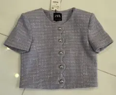 ZARA ザラ　テクスチャークロップドジャケット　ツイード　ジャケット