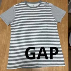 Gap ボーダー クルーネックTシャツ 半袖 グレー M