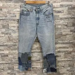 ミニマル パッチワーク ブーツカット フレア デニム スタッズ 32
