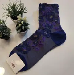 Tabio タビオ ソックス パープル 花柄 22.5～24.5