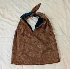 ☆美品☆BEAMS ペイズリー柄バッグブラウン（裏ブルーベロア生地）