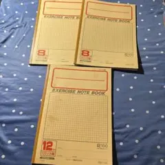 極東ノート 方眼ノート 8ミリ 2冊＋ 12ミリ 1冊 科目シール付き