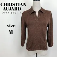 【a2318】CHRISTIAN AUJARD Vネック ニット 9 ブラウンのサムネイル