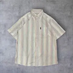 SIMPLE LIFE ストライプ 半袖シャツ ボタンダウン 綿100