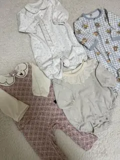 4点まとめ売りセット！長袖カバーオールロンパース　バースデイ　70サイズ