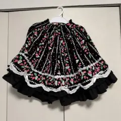 花柄レース付き黒スカート 120