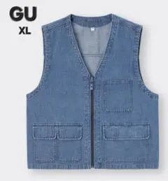 GU デニムマルチポケットベスト Men's XL ブルー USED ジーユーのサムネイル