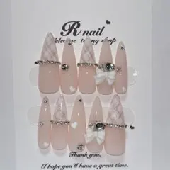 ネイルチップ　現品　量産型　フレンチガーリー　スナ系　オタク　ハート　ちゅるん