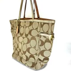 COACH✨ コーチ トートバッグ　シグネチャー　ゴールド×ブラウン