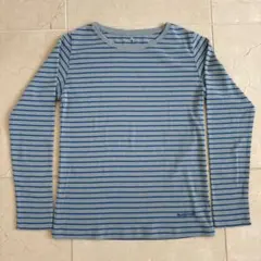 ◇美品◇mont-bell ウイックロン 長袖Tシャツ M 水色と青ストライプ