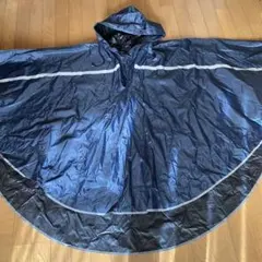 ネイビー フード付き ポンチョ レインコート　雨具