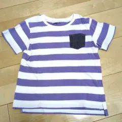GLOBAL WORK 紫と白ストライプ Tシャツ 120cmのサムネイル