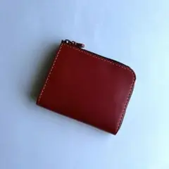 二つ折り革財布　キャンパーの革財布　レッド