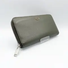 【DIOR（ディオール）】長財布 ラウンドジップ カーフレザー CDロゴ カーキのサムネイル