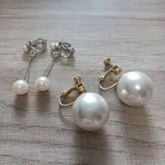 ホワイトパール イヤリング ゴールド、シルバー使い分け