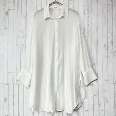 ◆アズノウアズピンキー　シャツ　ブラウス　ロング　シアー スリット　ホワイト