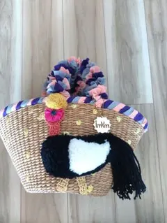美品】eabgos エバゴス刺繍かごバッグ - メルカリ