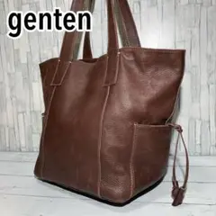 【美品】ゲンテン　トートバッグ　オールレザー　ブラウン　ロゴ型押し　肩掛け大容量 楽天市場】☆ genten ゲンテン バッグボールドカットワーク