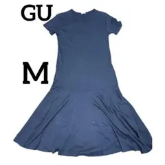 GU ネイビー 半袖カットソーワンピース