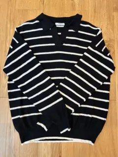 mysa closet ボーダーVネックニット Ｌ