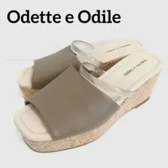 23.5 美品 オデットエオディール グレージュ 厚底サンダル コルクのサムネイル