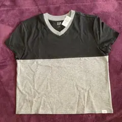 GAP XL Vネック半袖Tシャツ ブラック/グレー