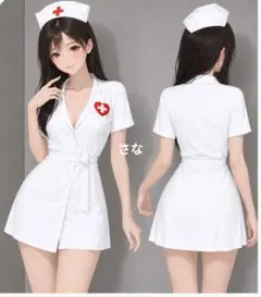 可愛いセクシー誘惑ナースキャバ衣装ハロウィンサンタバレンタインランジェリー白色のサムネイル