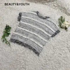 ビューティー&ユース　ユナイテッドアローズ ニット　半袖綿リネン混ボーダー黒白