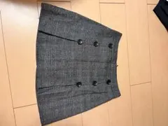 グレー系チェック ダブルボタン タイトスカート