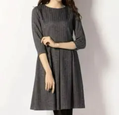 23区　フレアワンピース　大きいサイズ　46 ヘリンボーン グレー　ウール混