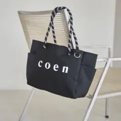 coen ロゴポリキャンバストートバッグ ブラック Mサイズのサムネイル
