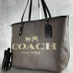 入手困難 美品 コーチ 2way デカロゴ トートバッグ ショルダーバッグ 鞄