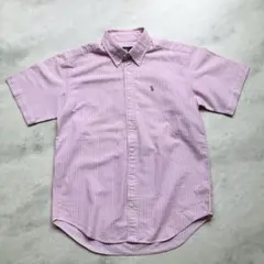 ラルフローレン　ピンク ストライプ 半袖シャツ　ボタンダウン