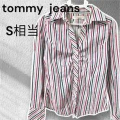 Tommy Jeans ストライプシャツ 長袖 S お洒落 ギャザー インド 春のサムネイル