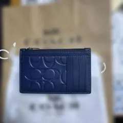 コーチ　ネイビー レザー カードケース