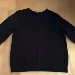 UNIQLO Vネックニット ブラック M