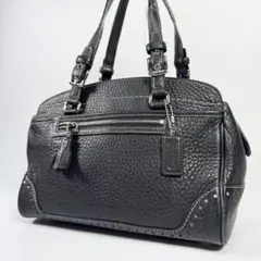 美品 コーチ サッチェル ハンドバッグ ミニボストン ブラック 黒 レザー