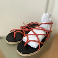 LONGCHAMP オレンジレザー ストラップサンダルのサムネイル
