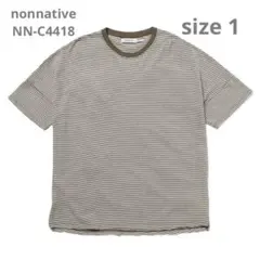 nonnative CLEEK S/S TEE L ブラウン/ホワイトストライプ