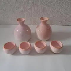 ピンクの陶器のお猪口ぐい飲みセット