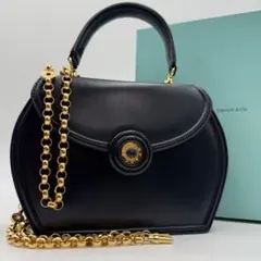 箱付　ティファニー　サークル　ロゴ　2way チェーン　レザー　ショルダーバッグ