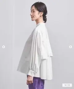 UNITED ARROWS バックフレア バルーン ブラウス WHITE 38のサムネイル
