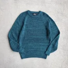 一点物 90s ヴィンテージ 古着 アクリルニット 肉厚 エメラルドグリーン L