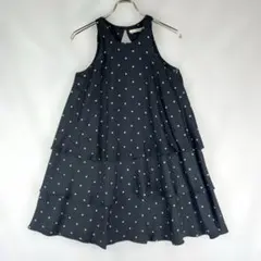 ビアズリー クリンクルドットワンピース ドットノースリーブティアード 