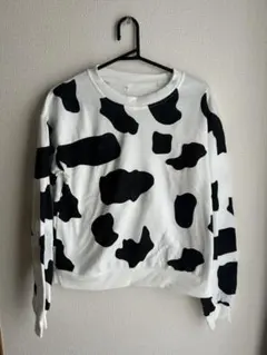 牛柄 クルーネック スウェット